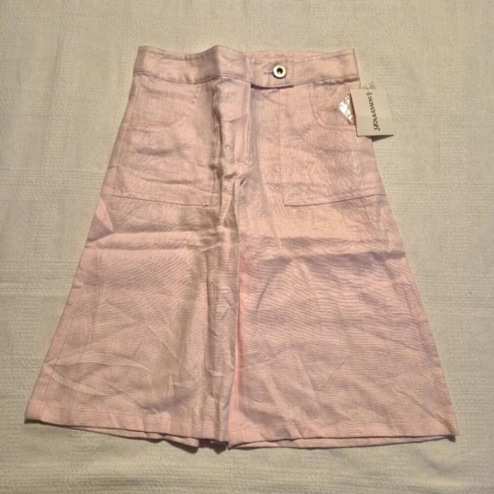 Savannah girls size 6 pink 100% linen colotte pants 2 front pockets, NWT